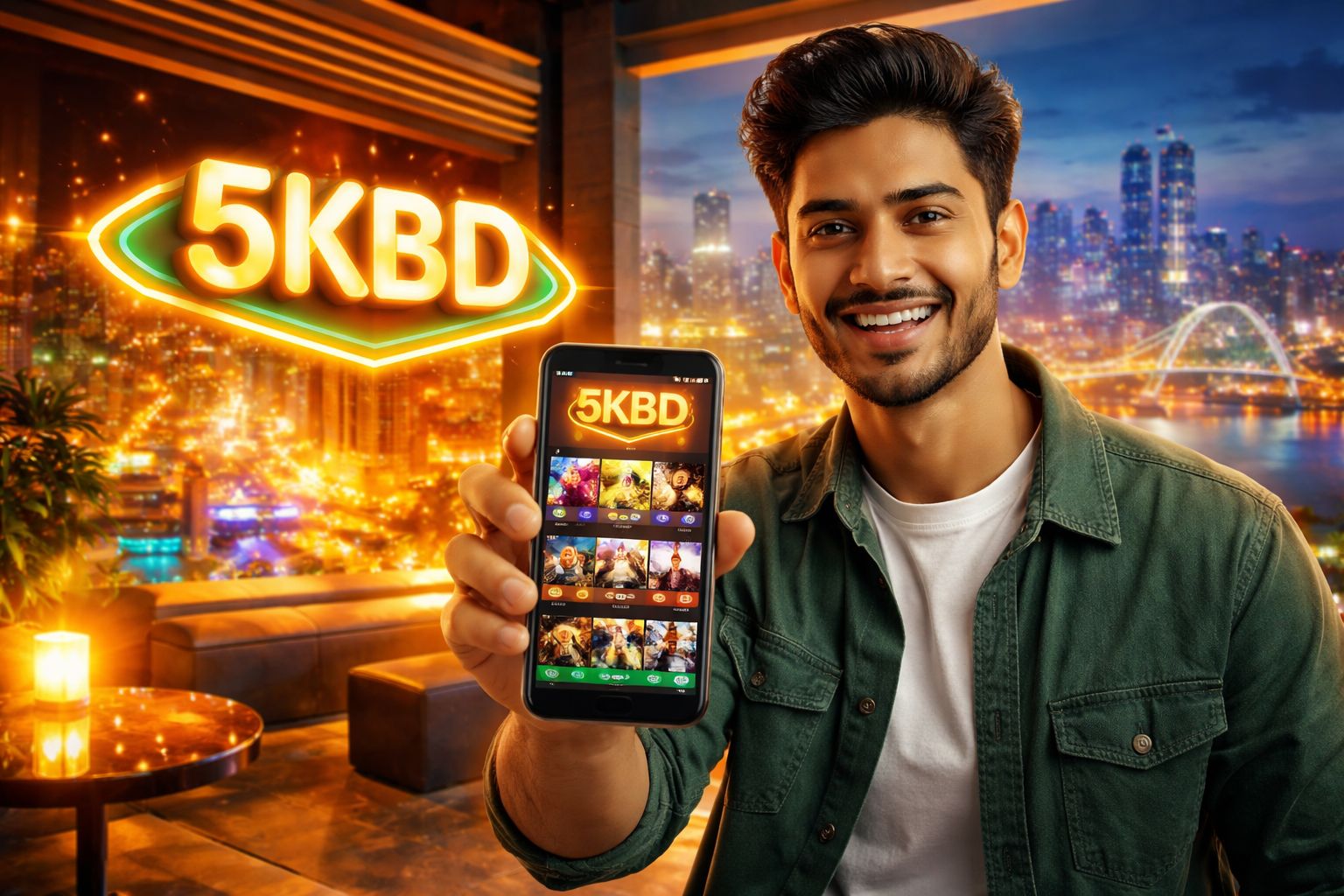 স্টাইলিশ বাংলাদেশি ক্রুপিয়ার 5KBD ক্লাবে বিশ্বাস এবং উত্তেজনা প্রতিফলিত করে জ্বলজ্বল করা চিপ নিয়ে গেমিং টেবিল উপস্থাপন করছেন